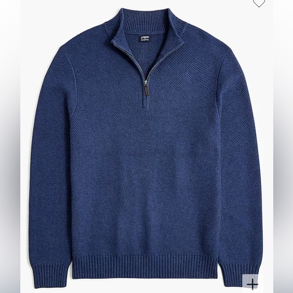 J crew heather nightfall Cotton honeycomb knit half-zip - Picture 3 of 4